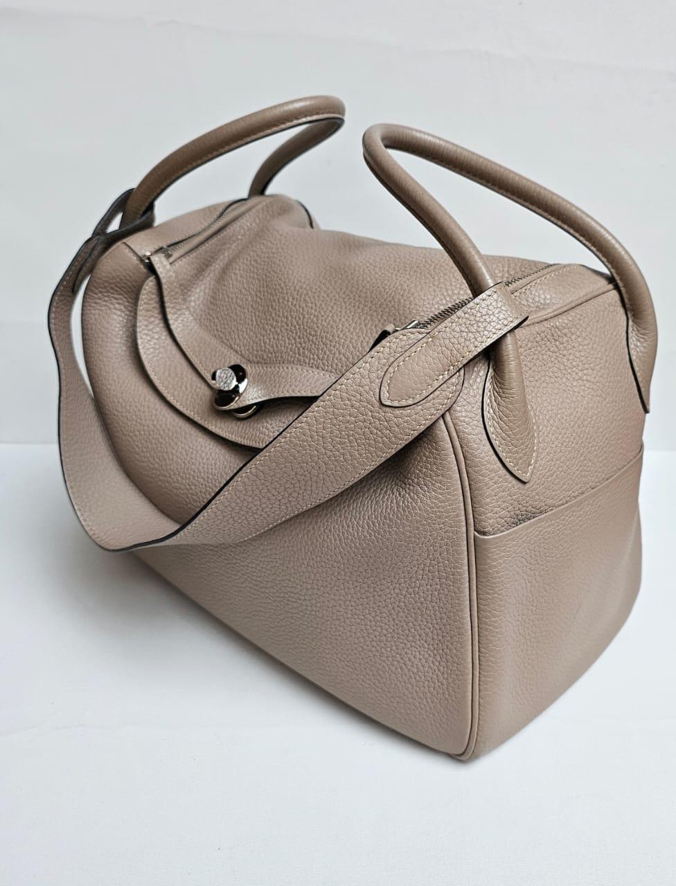 Hermes Gris Tourtelle Clemence Lindy 34 Bag For Sale 14