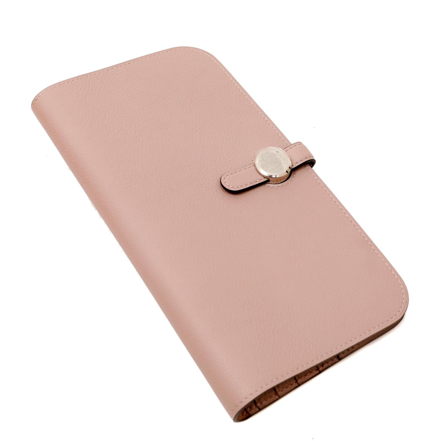 Hermès Gris Tourterelle Evercolor Recto- Verso Geldbörse (Beige)