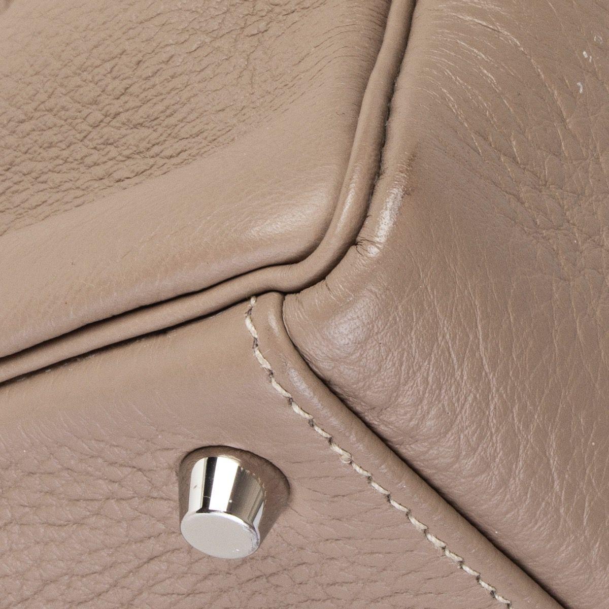 HERMES Gris Tourterelle grey Clemence leather & Palladium KELLY 35 Retourne Bag For Sale 3