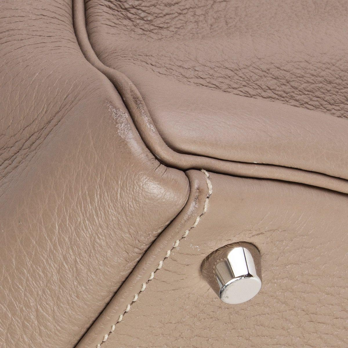 HERMES Gris Tourterelle grey Clemence leather & Palladium KELLY 35 Retourne Bag For Sale 4