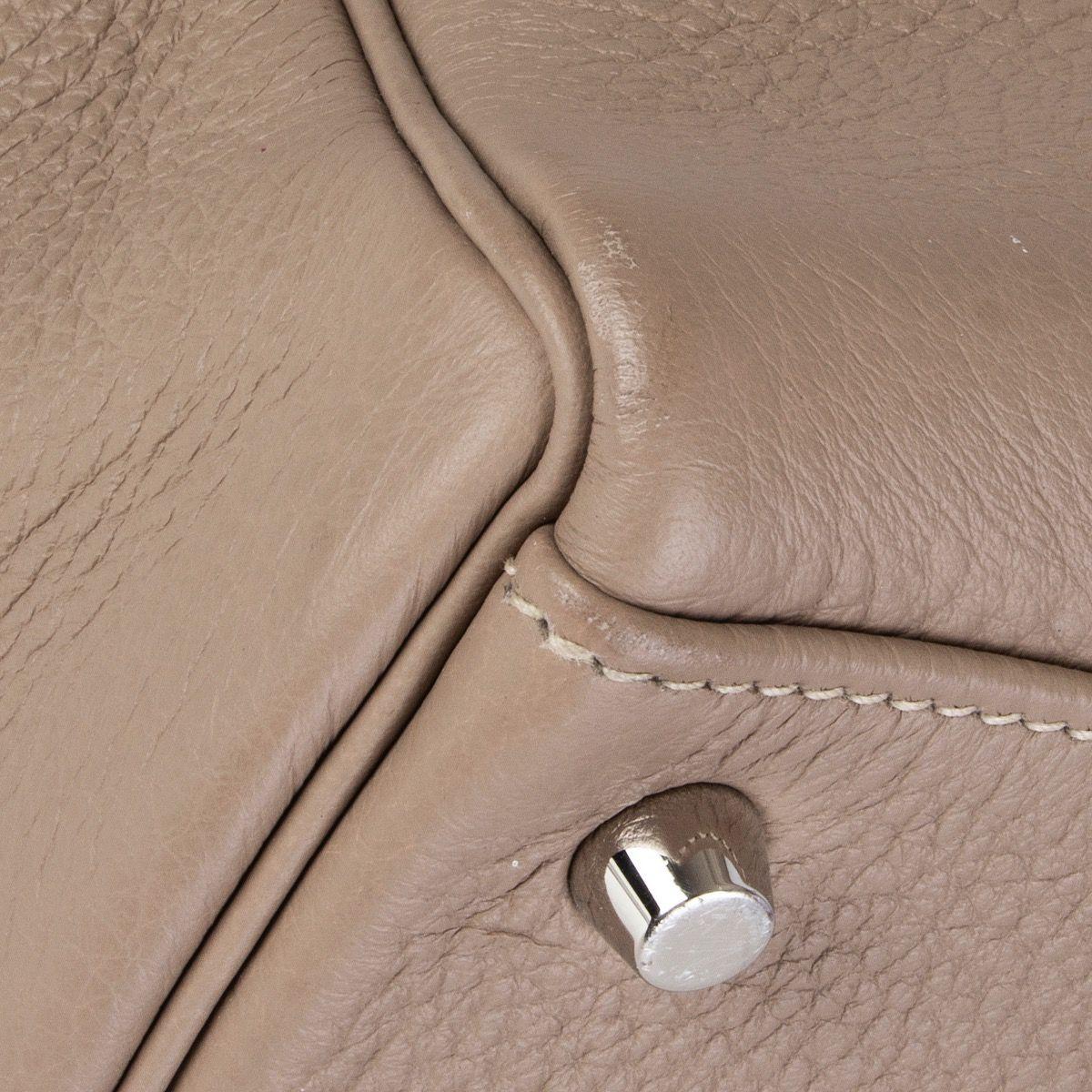 HERMES Gris Tourterelle grey Clemence leather & Palladium KELLY 35 Retourne Bag For Sale 5