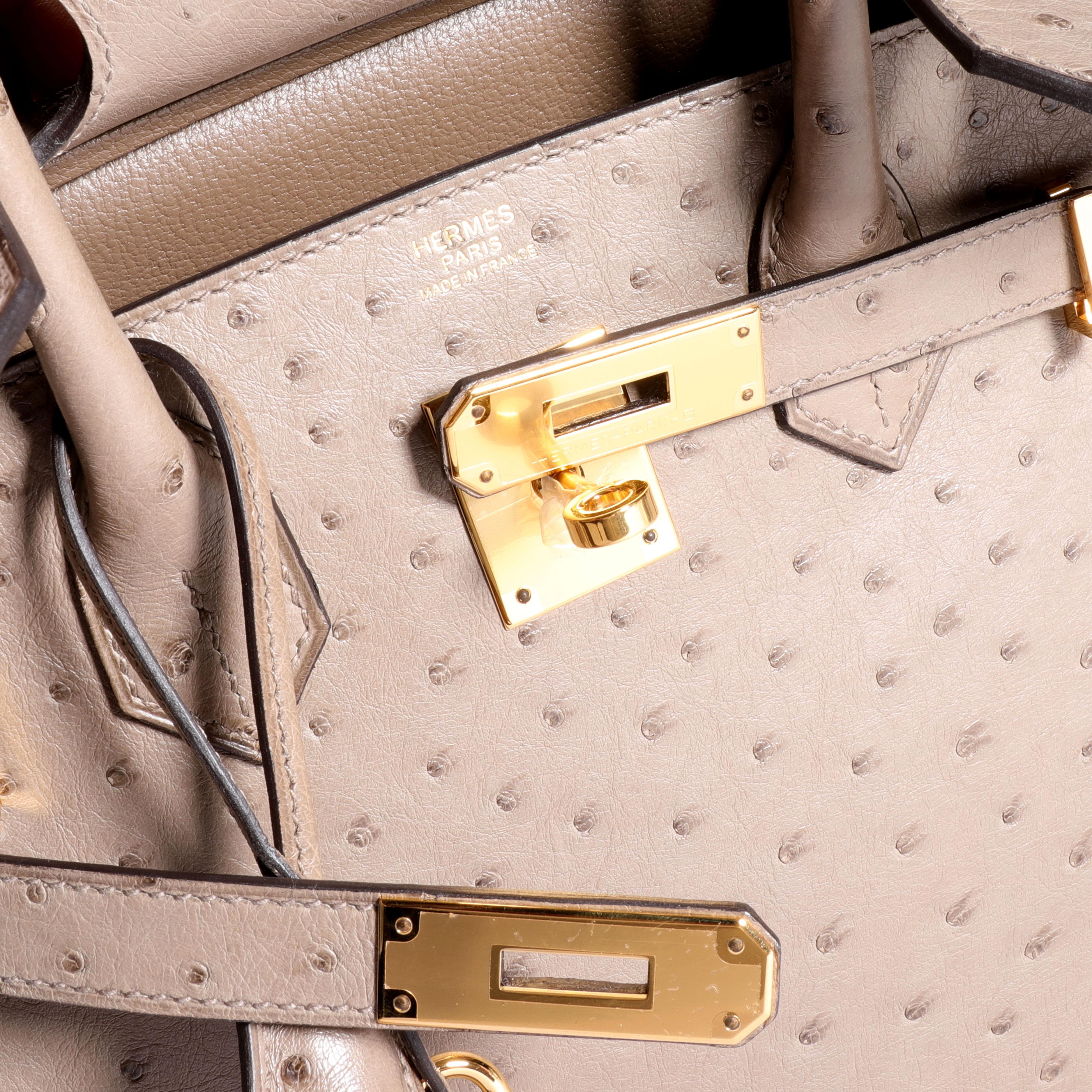Hermès Birkin 30 GHW in struzzo grigio Tourterelle In condizioni buone a New York, NY