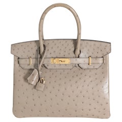 Hermès Gris Tourterelle Ostrich Birkin 30 GHW