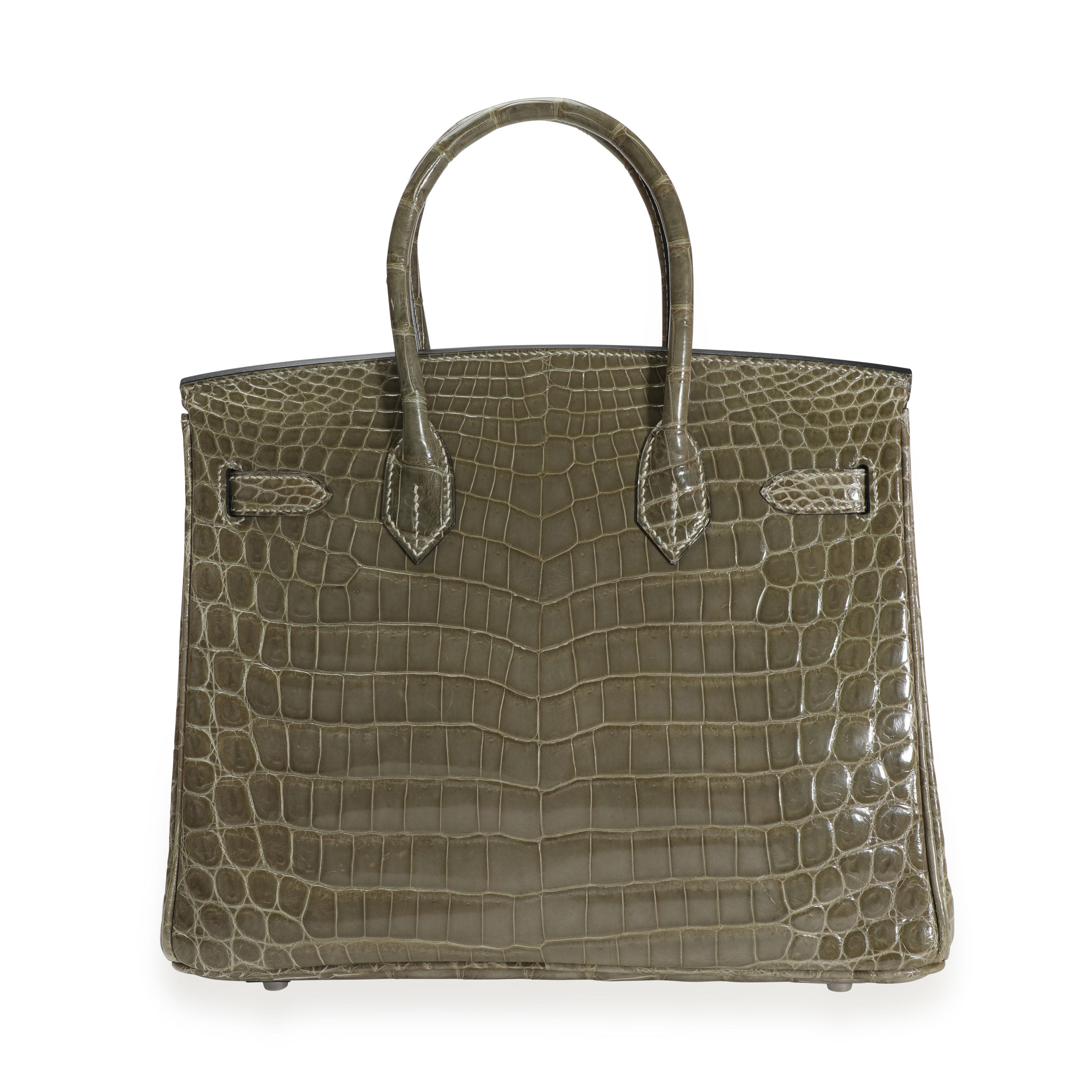 Women's Hermès Gris Tourterelle Shiny Niloticus Crocodile Birkin 30 PHW