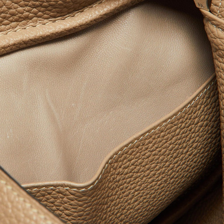 Hermès Gris Tourterelle Taurillion Clemence Leather Palladium Finish Lindy  34 Bag Hermes
