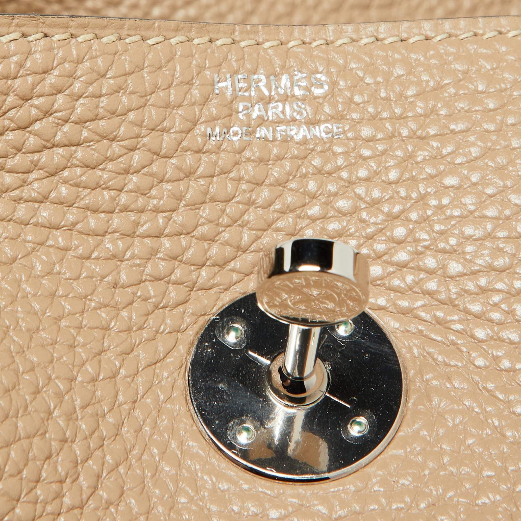 Hermès Gris Tourterelle Taurillion Clemence Leather Palladium Finish Lindy 34  10