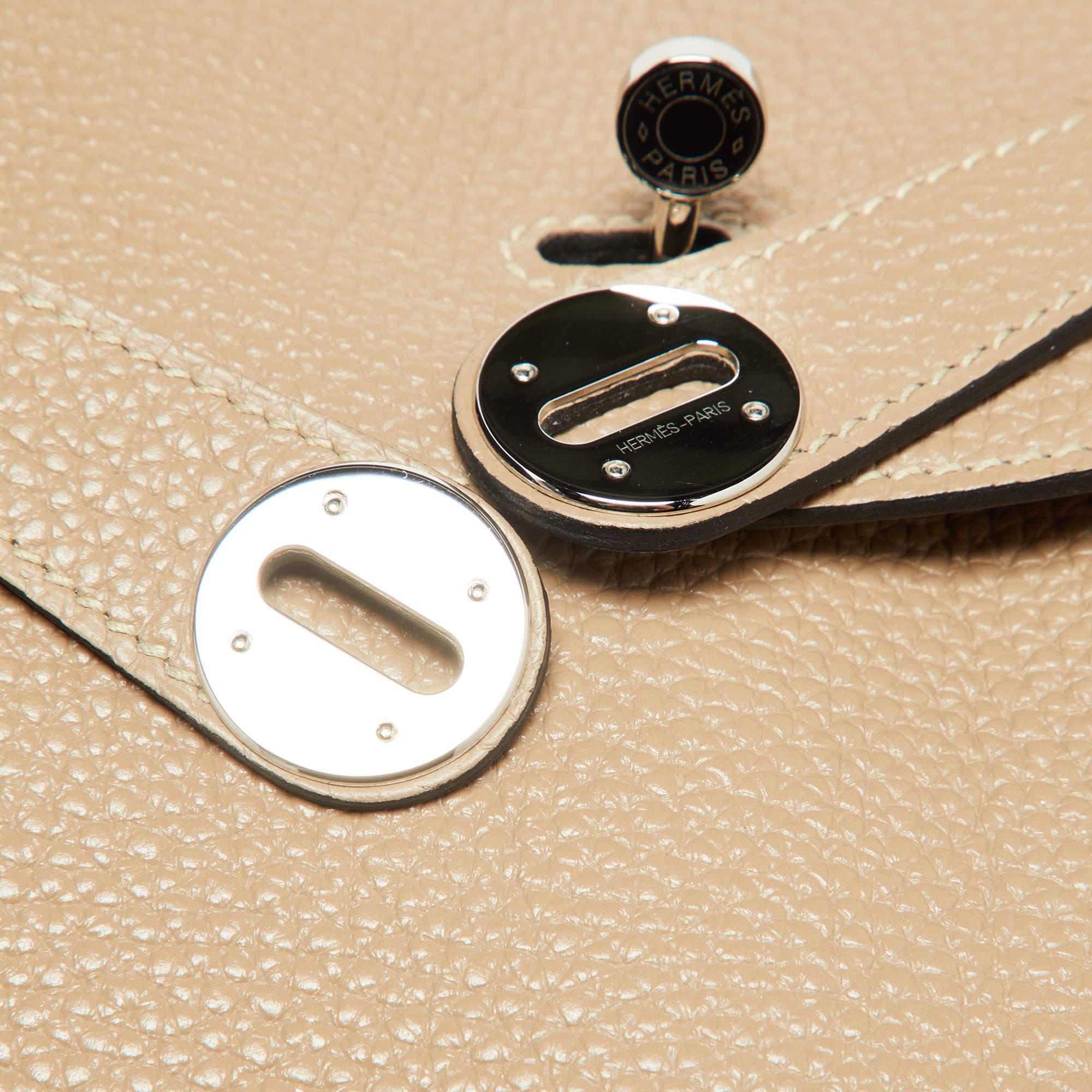 Hermès Gris Tourterelle Taurillion Clemence Leather Palladium Finish Lindy 34  3