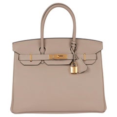 Hermès Gris Tourterelle Togo Leather Birkin 30cm Retourne