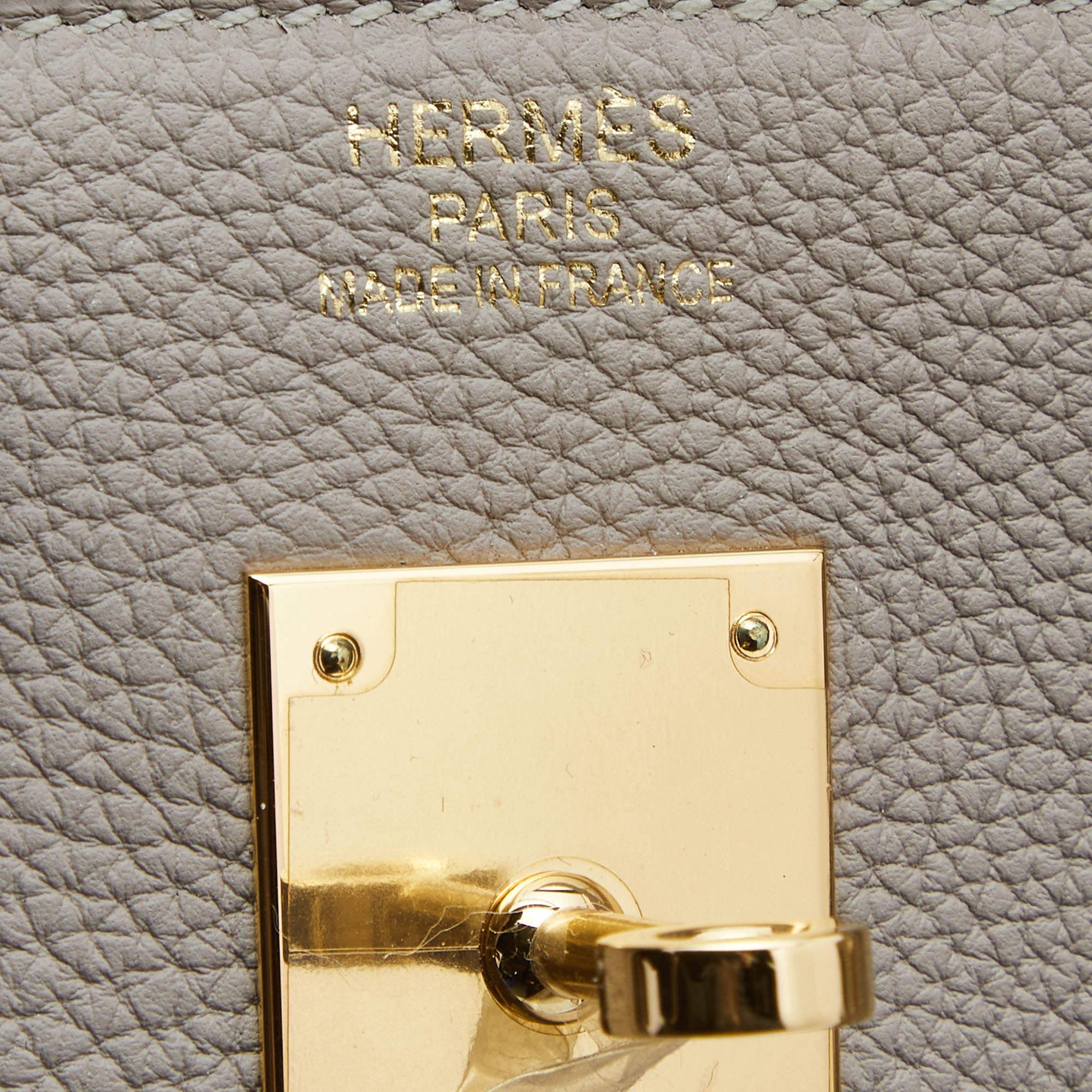 Hermès Gris Tourterelle Togo Leather Gold Finish Birkin 40 Bag 7