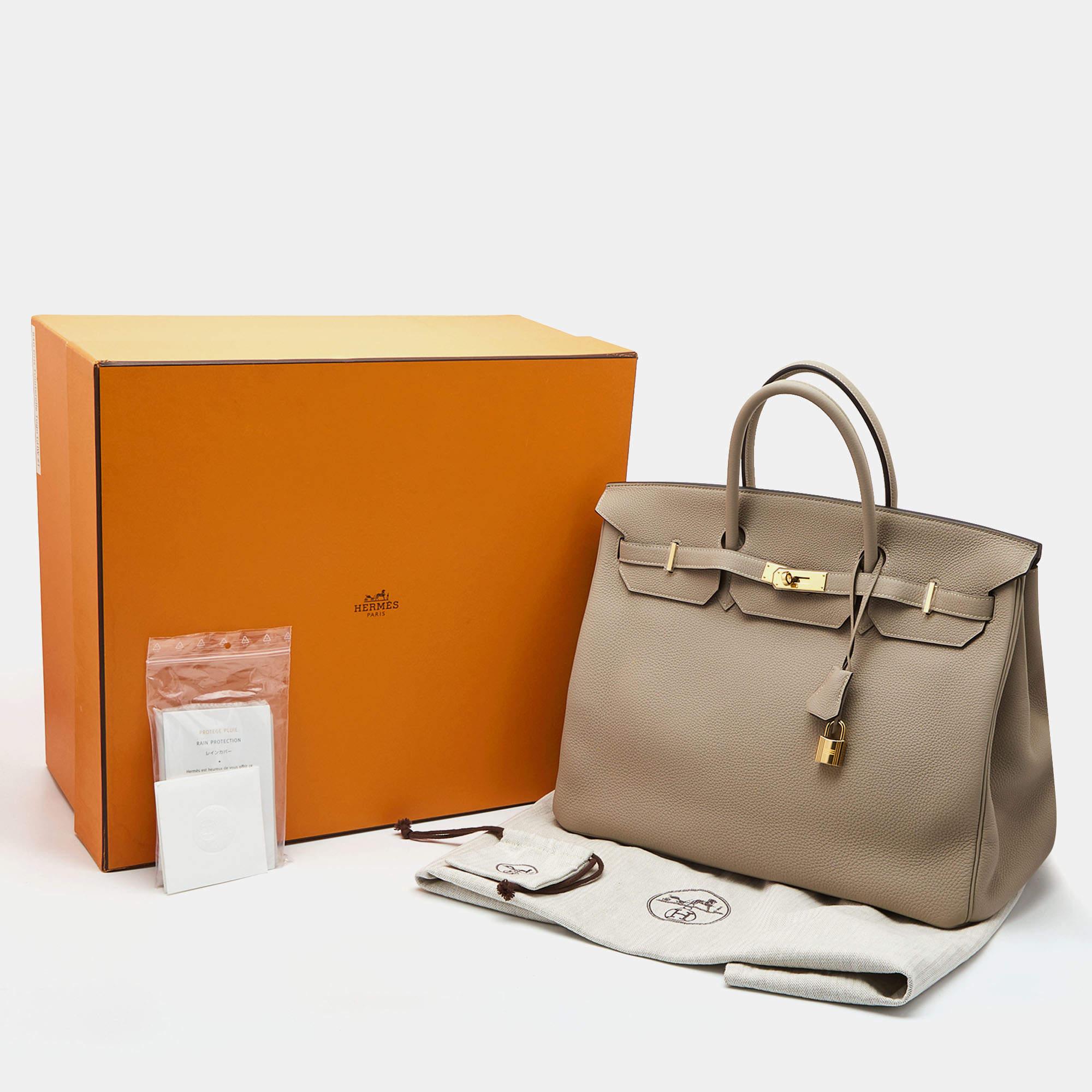 Hermès Gris Tourterelle Togo Leather Gold Finish Birkin 40 Bag 9