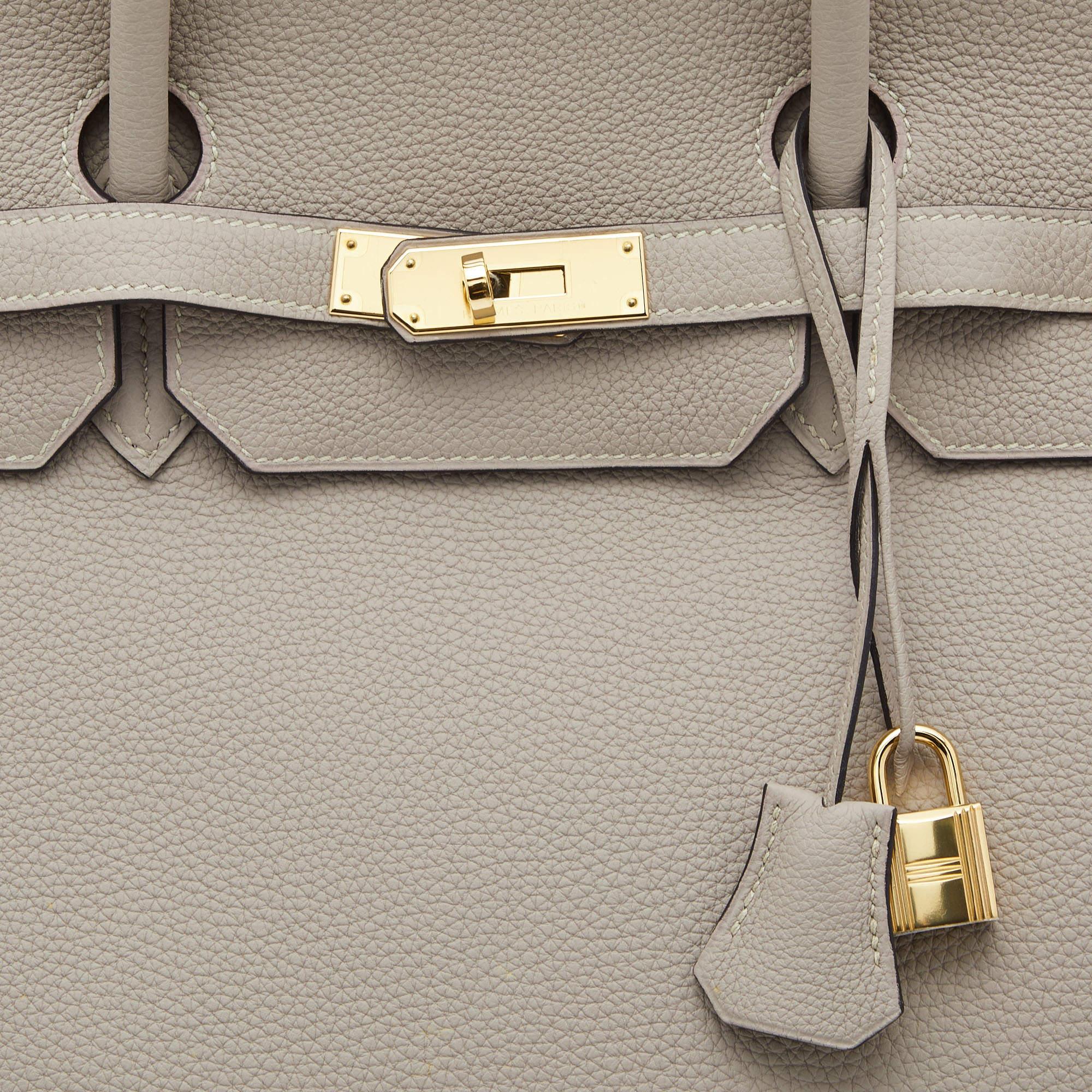 Hermès Gris Tourterelle Togo Leather Gold Finish Birkin 40 Bag 5