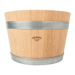 Hermes Groom Stable Bucket Oak Wood Leather Handle New