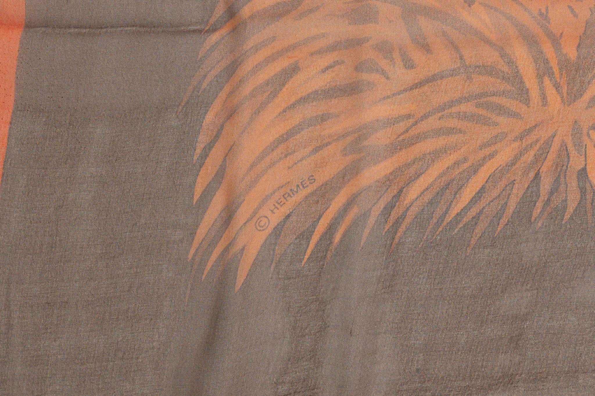 Hermès “Guepards” Silk Chiffon Shawl In Excellent Condition For Sale In West Hollywood, CA