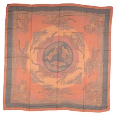 Vintage Hermès “Guepards” Silk Chiffon Shawl