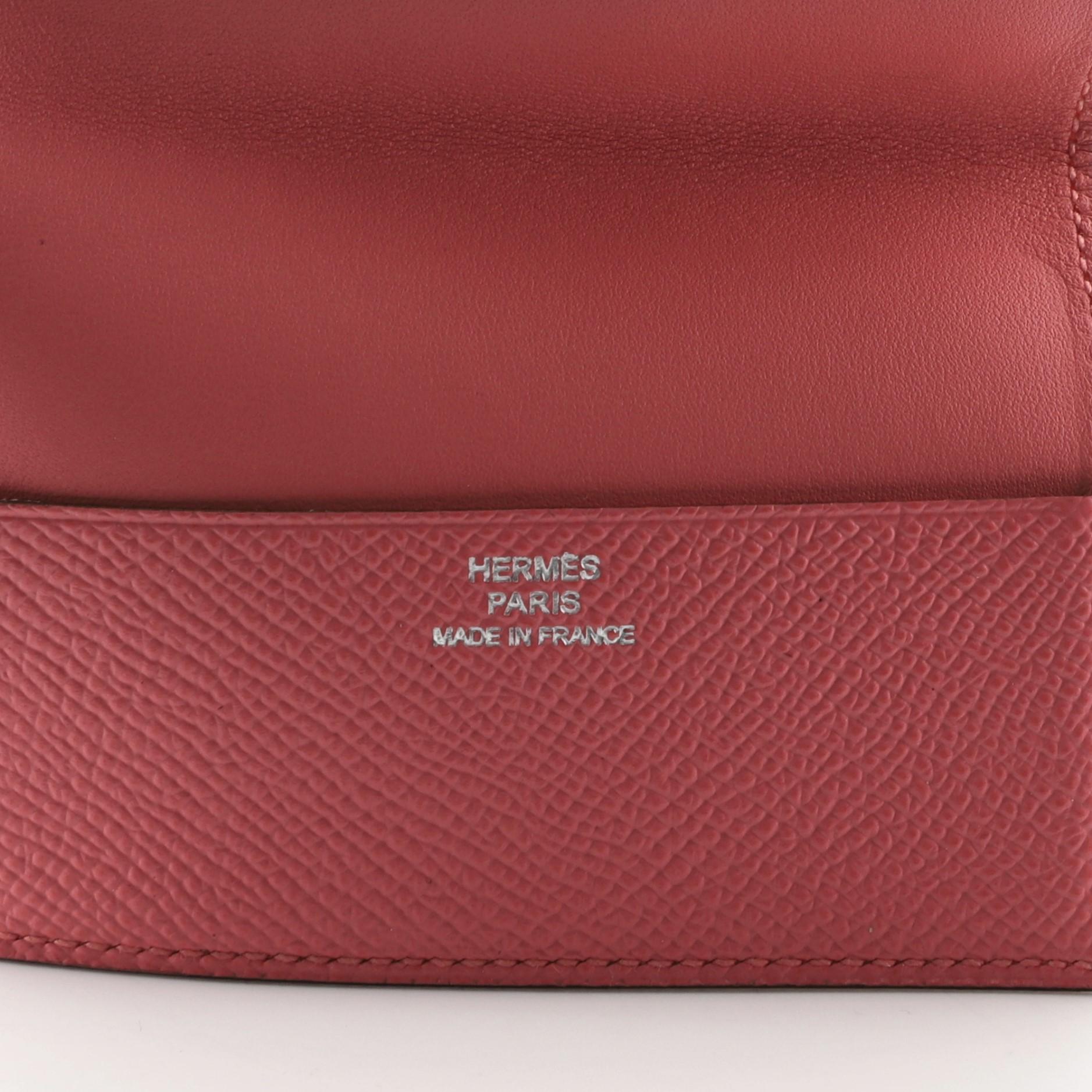 Pink Hermes Guernesey 3CC Card Holder Epsom