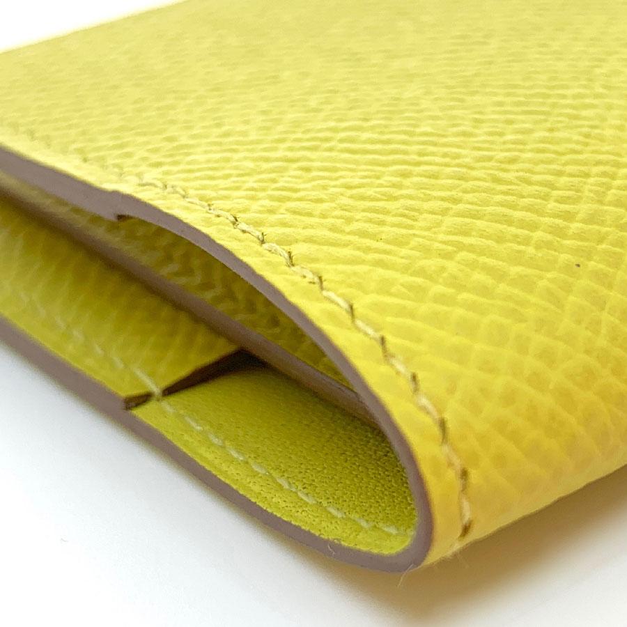 HERMES Guernesey 3CC Card Holder in Yellow Grained Leather 3