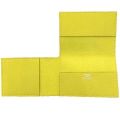 HERMES Guernesey 3CC Card Holder in Yellow Grained Leather