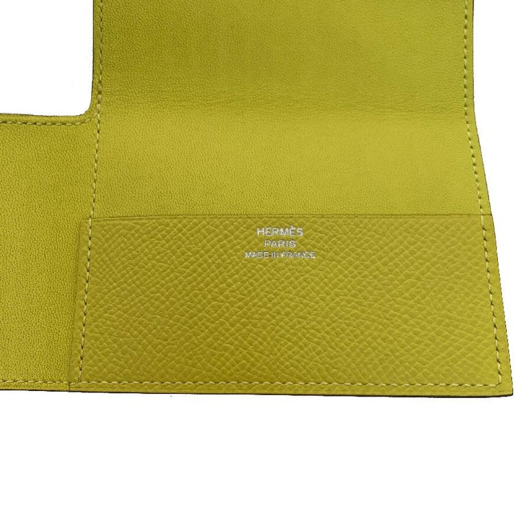 HERMES Guernesey 3CC Card Holder in Yellow Grained Leather at 1stDibs