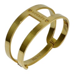 Hermes "H" 1970s 18k Gold Bracelet 