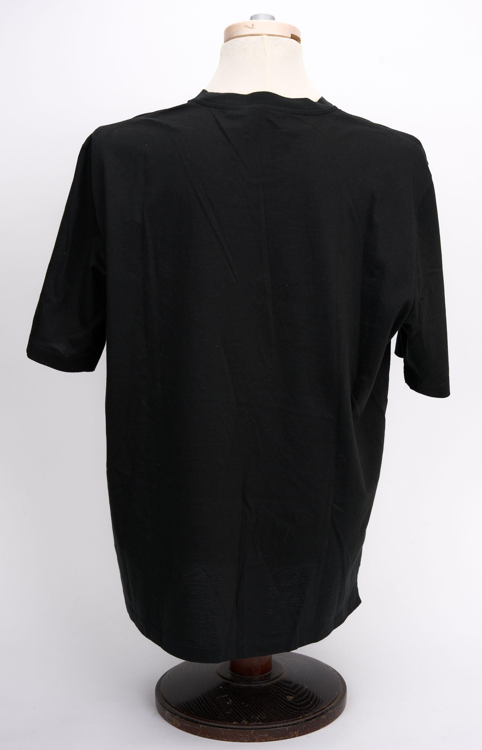 Nero Maglietta in cotone con ricamo H. H. 3D di Hermès in vendita