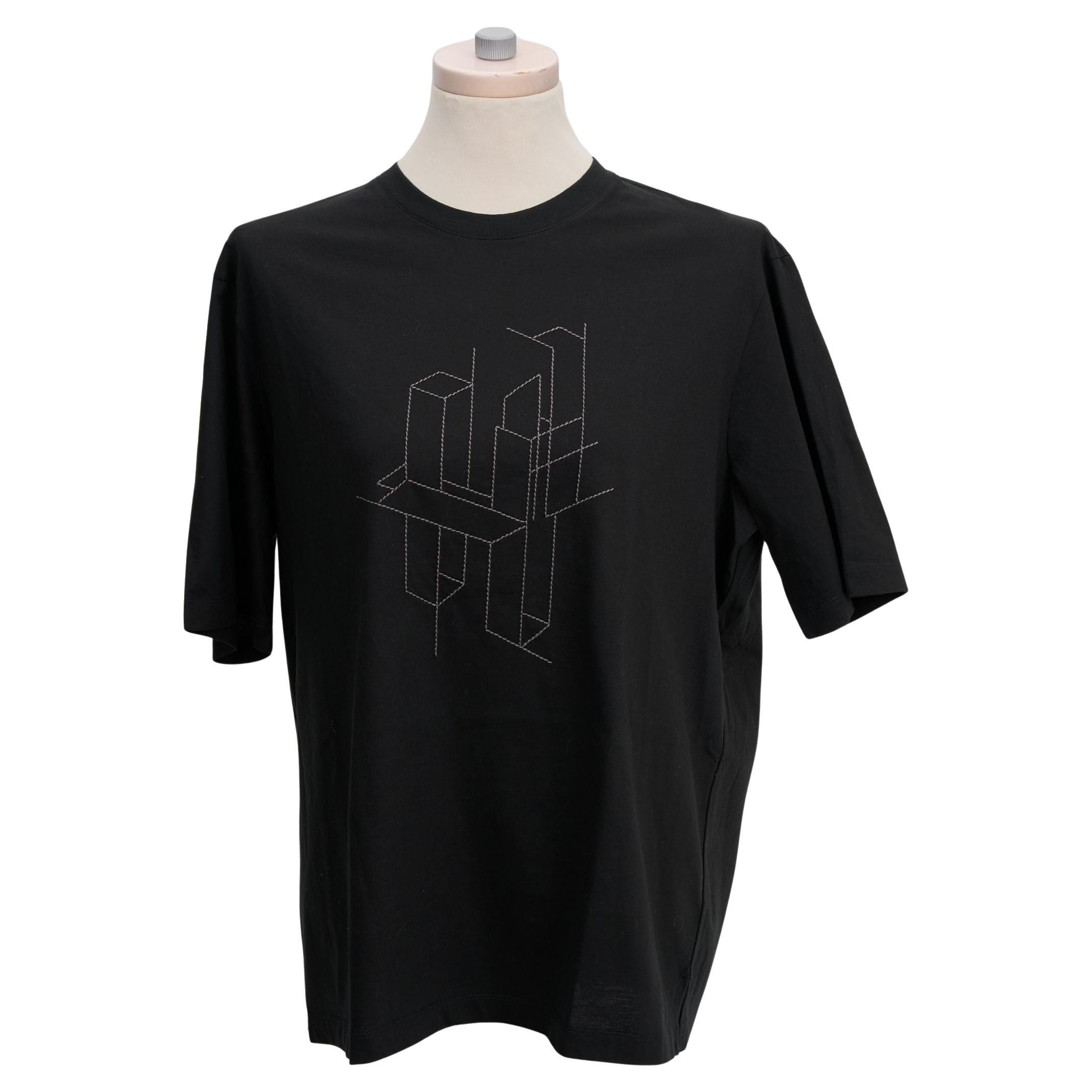 Maglietta in cotone con ricamo H. H. 3D di Hermès in vendita