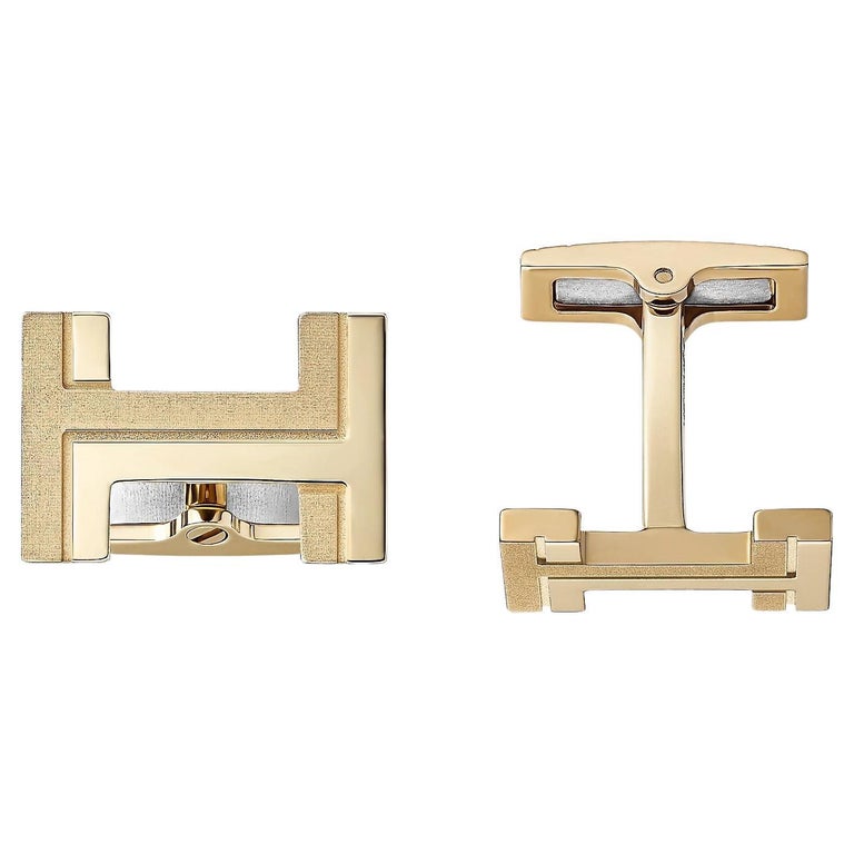 Hermes H au Carre cufflinks For Sale at 1stDibs