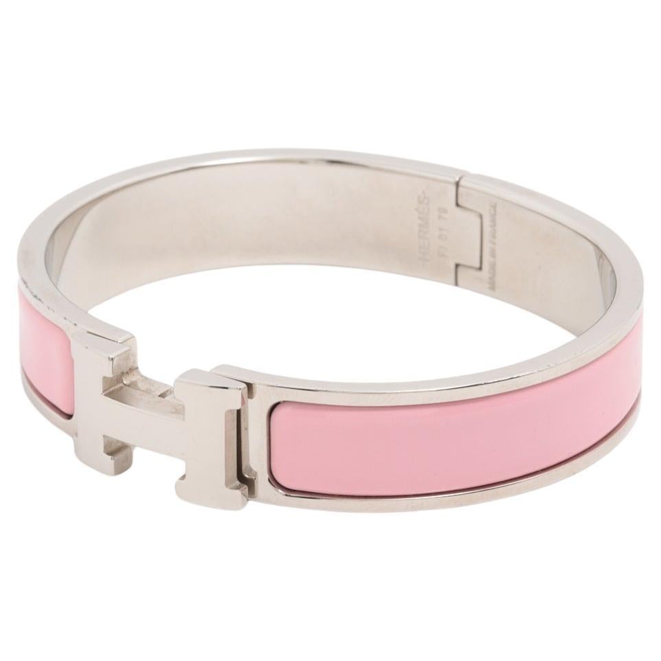 Hermès H Bangle Clic Clac Bangle Pink x Silver