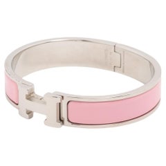 Hermès H Bangle Clic Clac Bangle Pink x Silver
