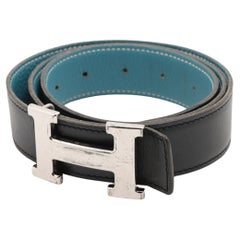 Hermès H Belt Black x Blue