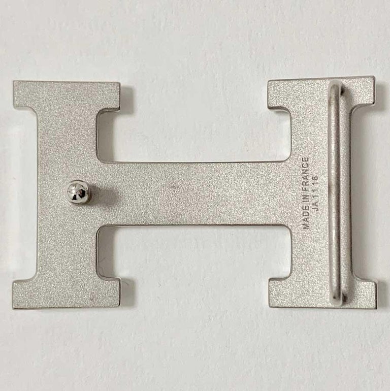 HERMES H Belt Buckle in Guilloche Silver Metal at 1stDibs