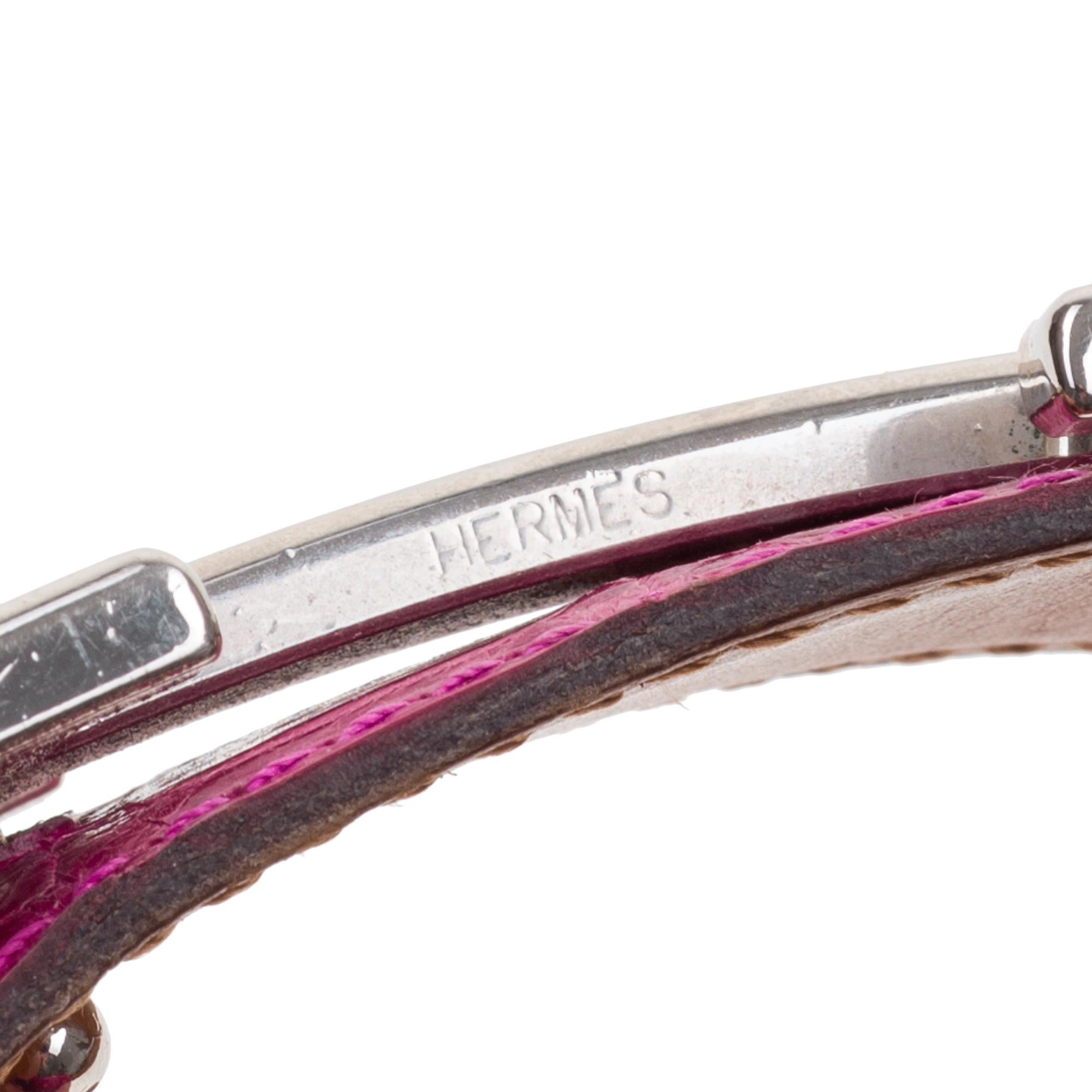 Cintura H. Hermès in coccodrillo poroso fucsia lucido, fibbia PHW in vendita 3