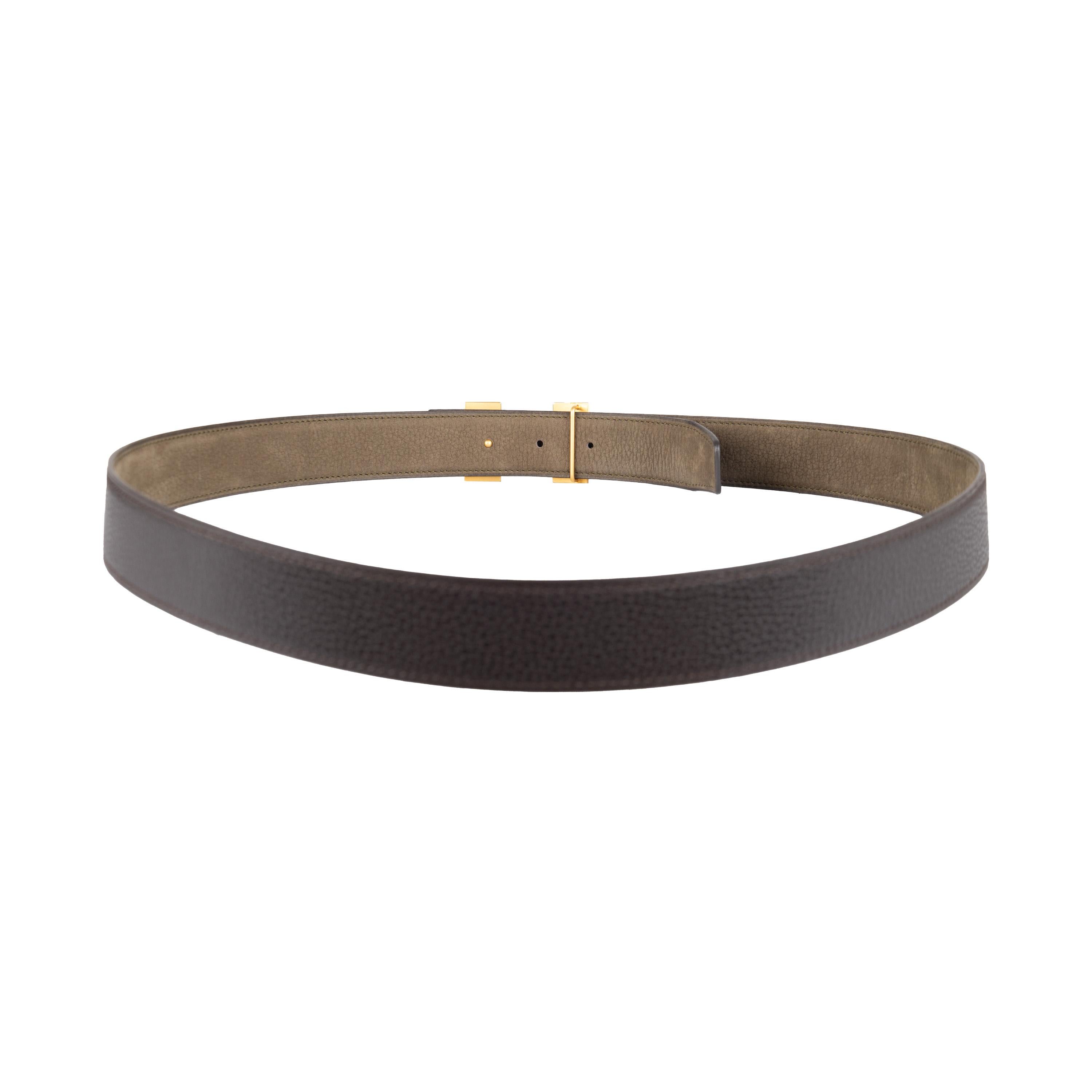 Hermès H Buckle Reversible Leather Belt  For Sale 2