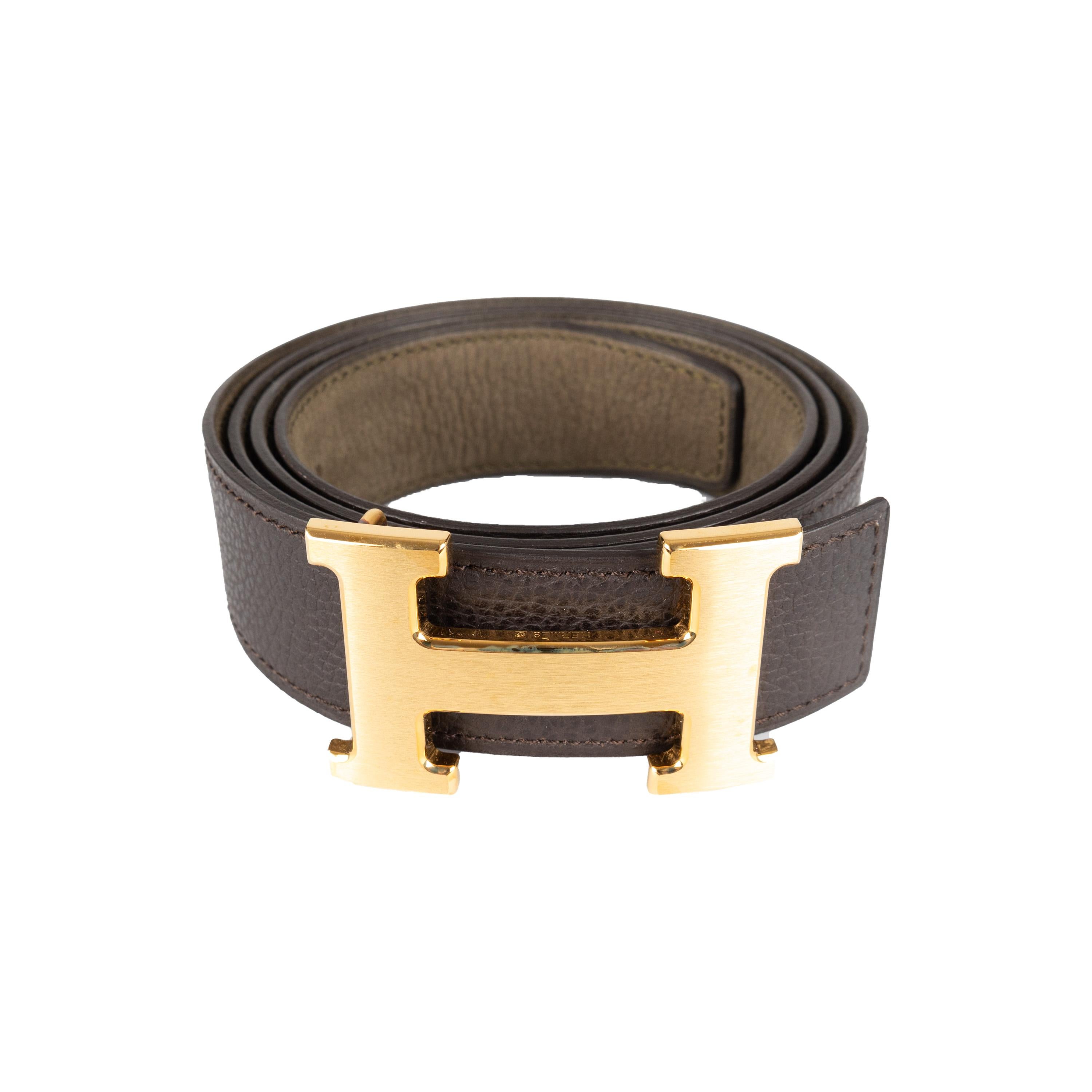 Hermès H Buckle Reversible Leather Belt  For Sale 4