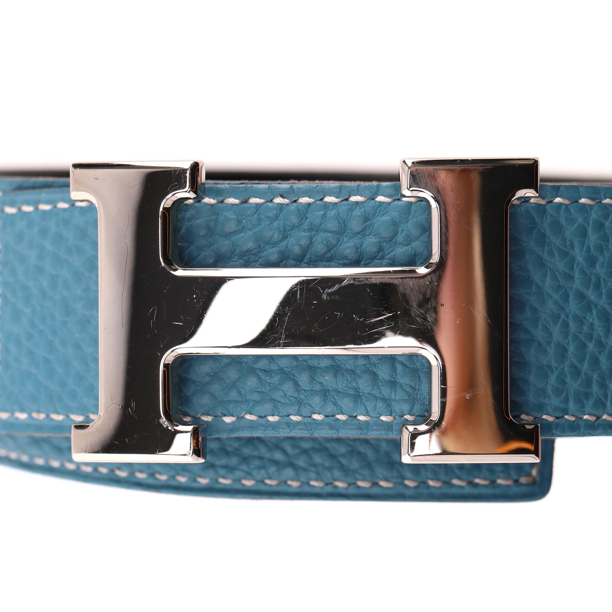 Donna Cintura reversibile in pelle di vitello Togo con fibbia 'H' di Hermes in vendita