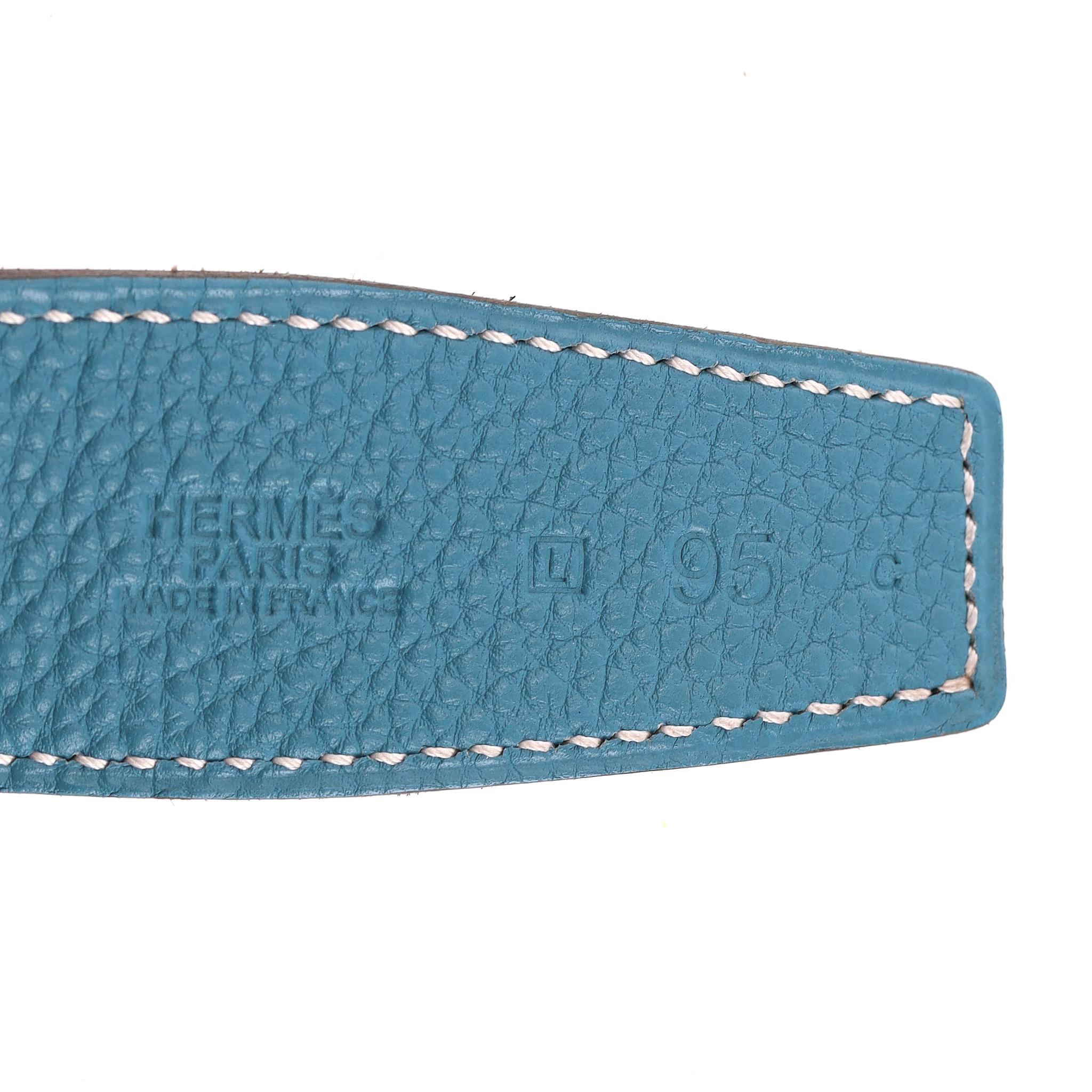 Cintura reversibile in pelle di vitello Togo con fibbia 'H' di Hermes in vendita 3