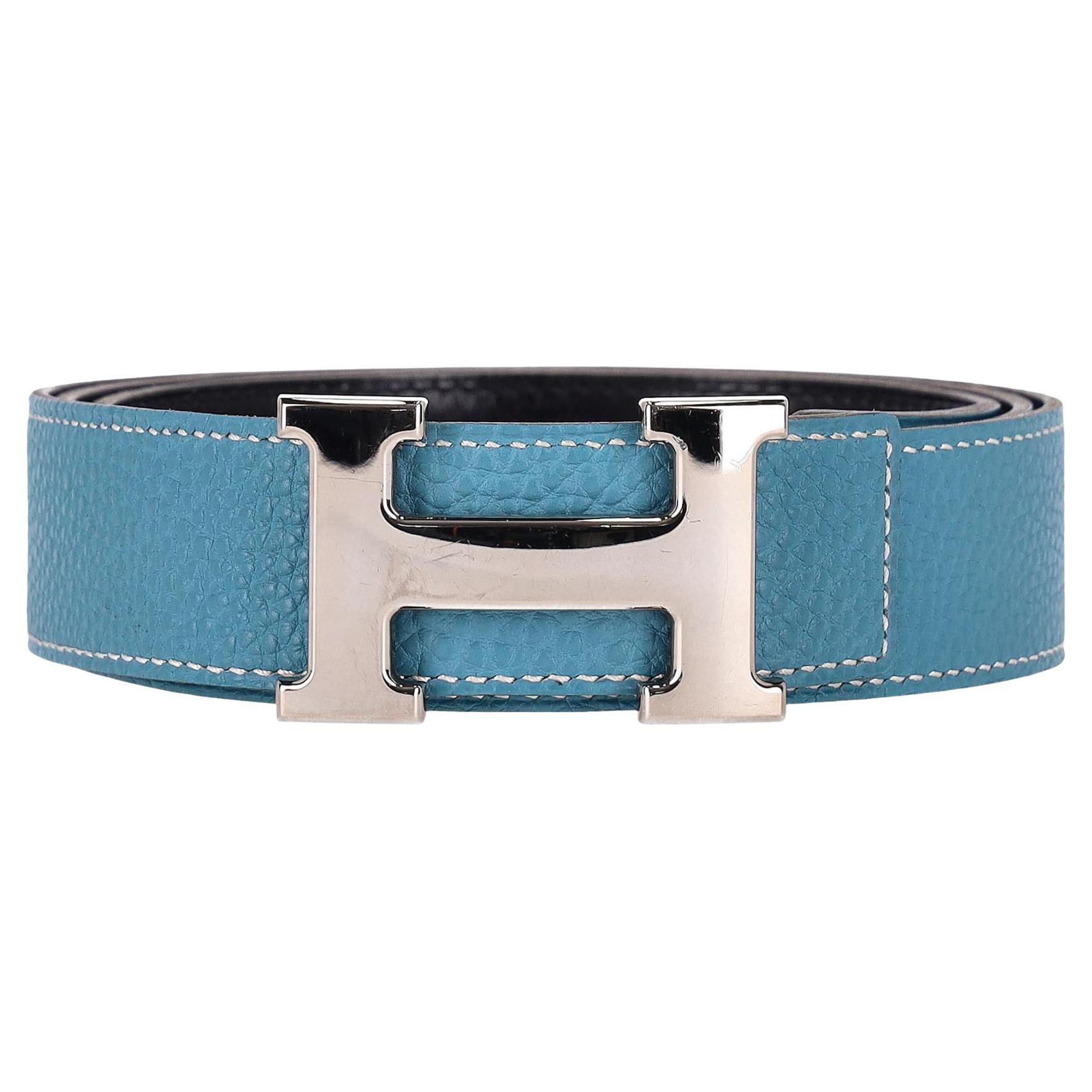 Cintura reversibile in pelle di vitello Togo con fibbia 'H' di Hermes