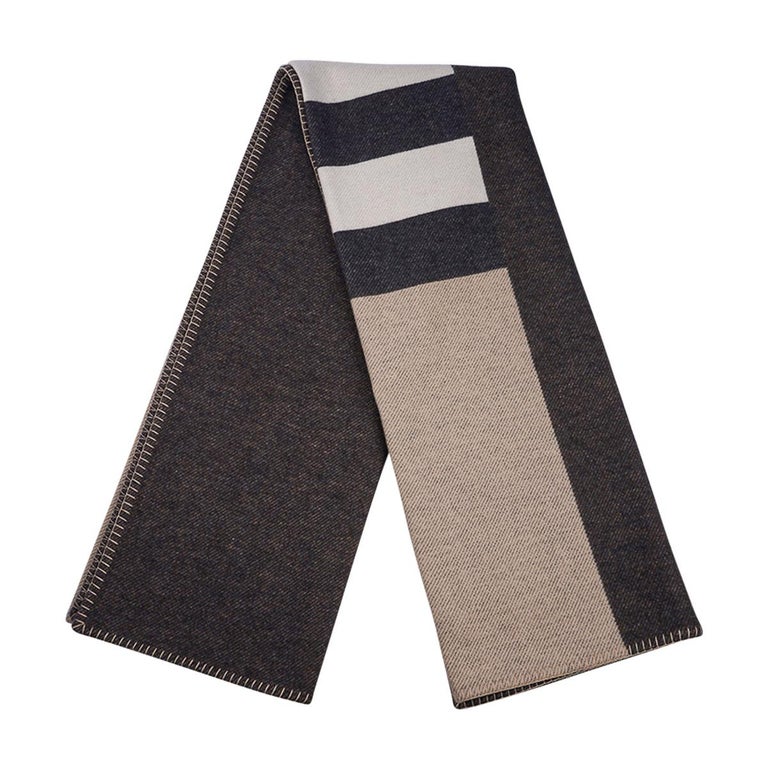Hermes H Casaque Blanket Carbone / Ecru Limited Edition For Sale 