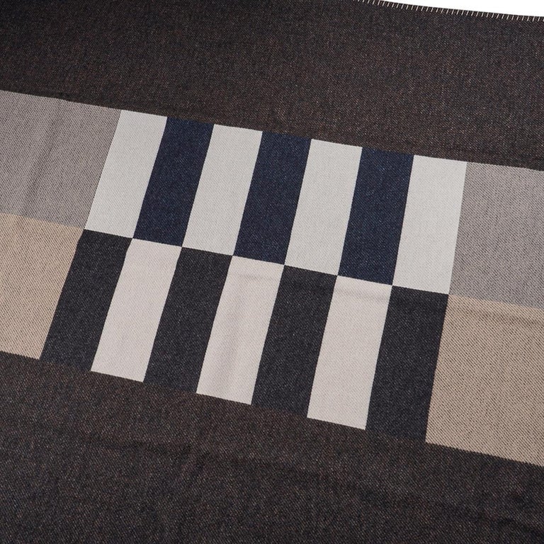 Hermes H Casaque Blanket Carbone / Ecru Limited Edition For Sale 