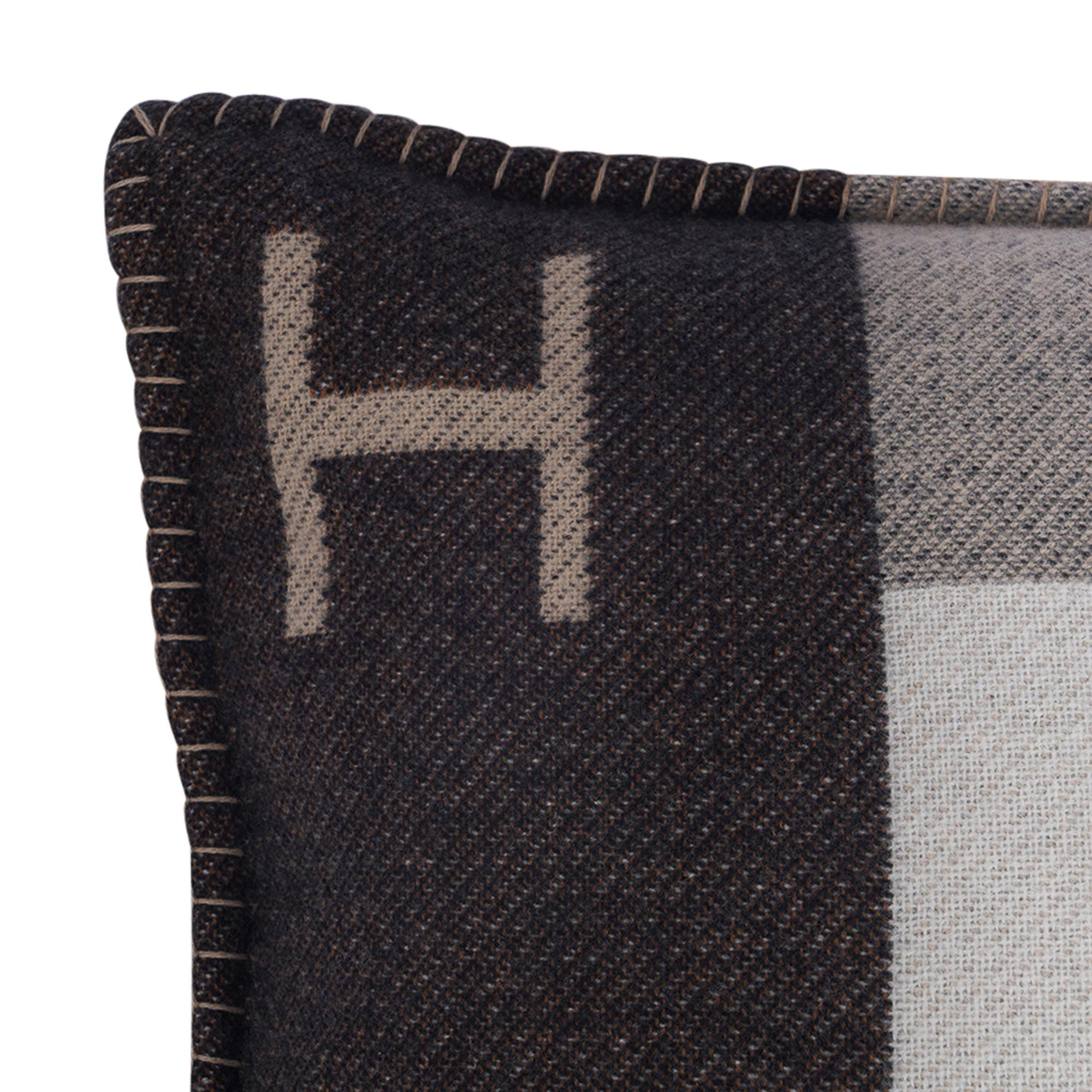 Black Hermes H Casaque Pillow Ecru / Carbone New w/ Sleeper