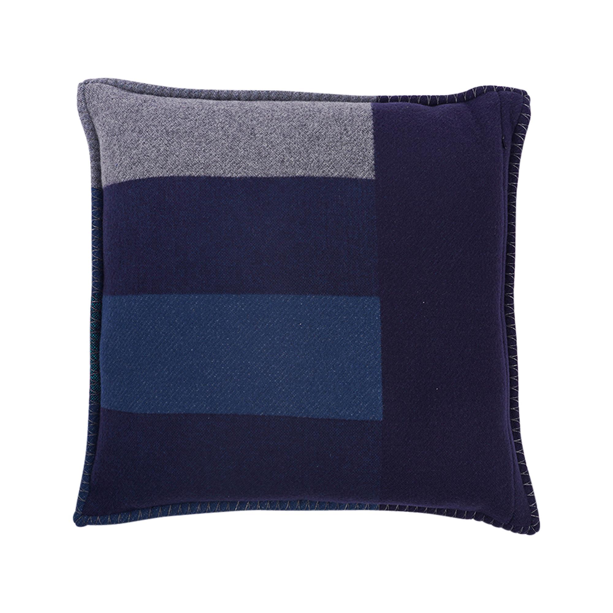 Women's or Men's Hermes H Casaque Pillow Marine / Acier New w/ Sleeper For Sale