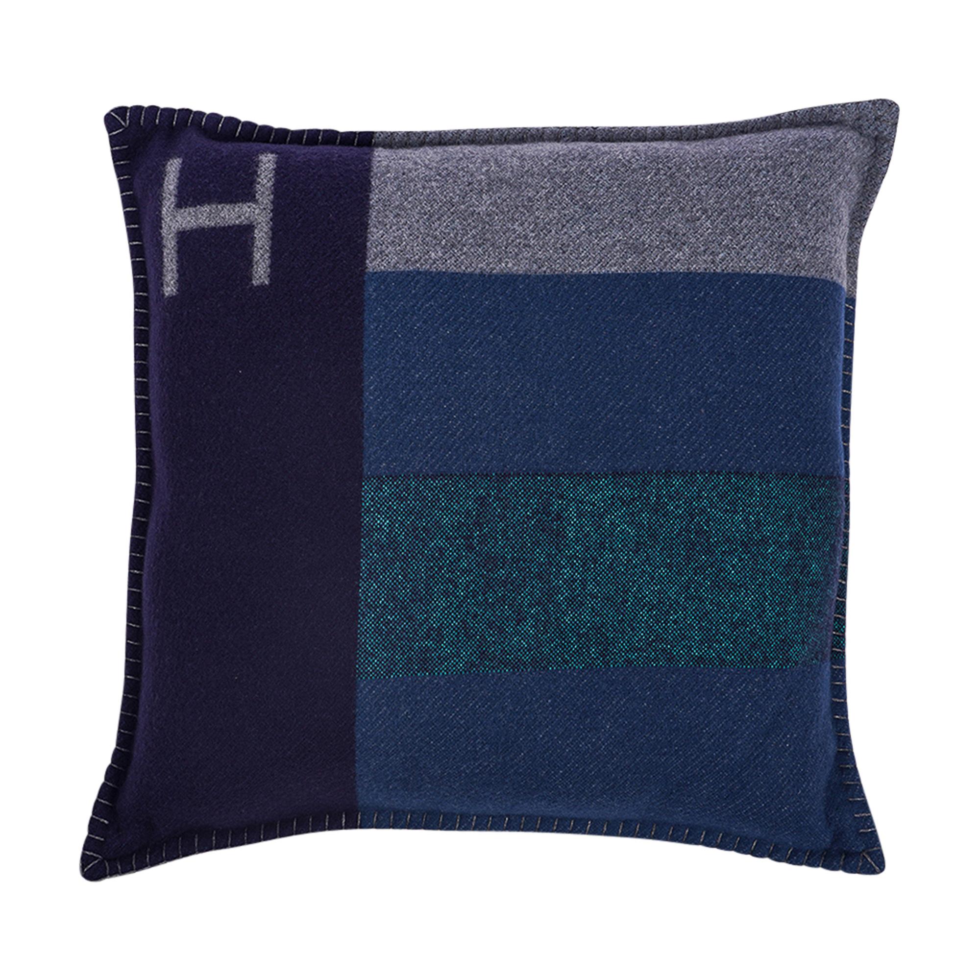 Hermes H Casaque Pillow Marine / Acier New w/ Sleeper For Sale