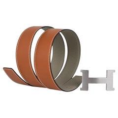 H. H. Constance 38 Salvia / Oro Cintura reversibile con fibbia in palladio spazzolato 90