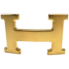Hermès H Constance Gold Plated Brushed 3.2 cm Belt Buckle