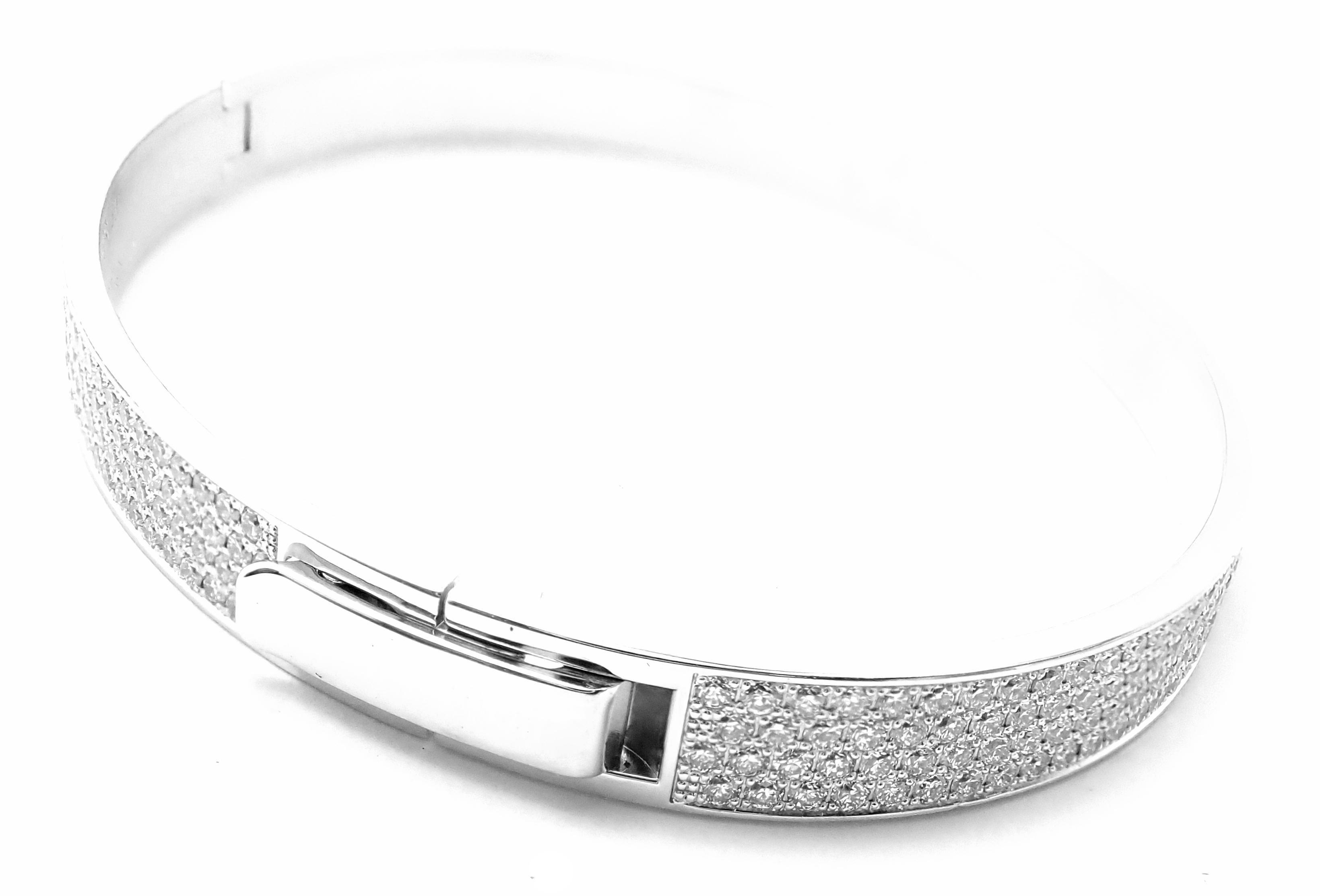 Brilliant Cut Hermes H D'Ancre Diamond Small Model White Gold Bangle Bracelet For Sale