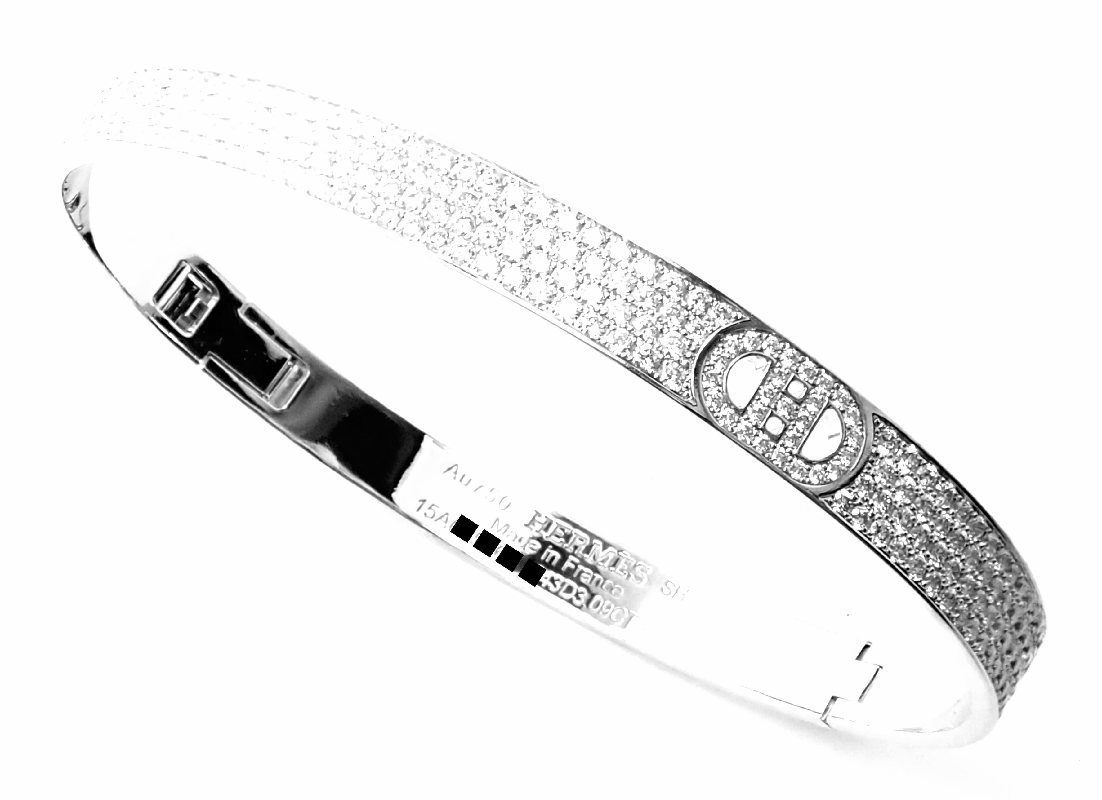 Hermes H D'Ancre Diamant Petit Modèle Bracelet en or blanc en vente 3