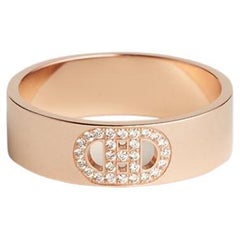 Bague Hermès H d'ancre, petit modèle or rose et diamants Taille 47mm us 4