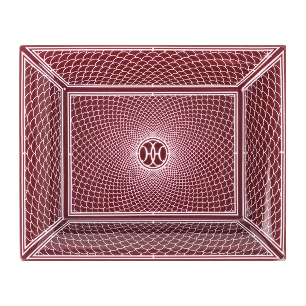 Hermes H Deco Change Tray Rouge w/ White Porcelain New w/Box