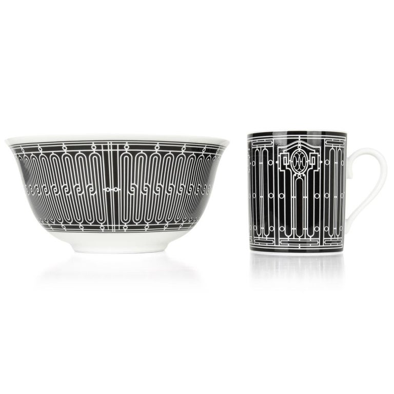 Hermes H Deco Mugs Black w/ White Set of 4 at 1stDibs hermes mugs