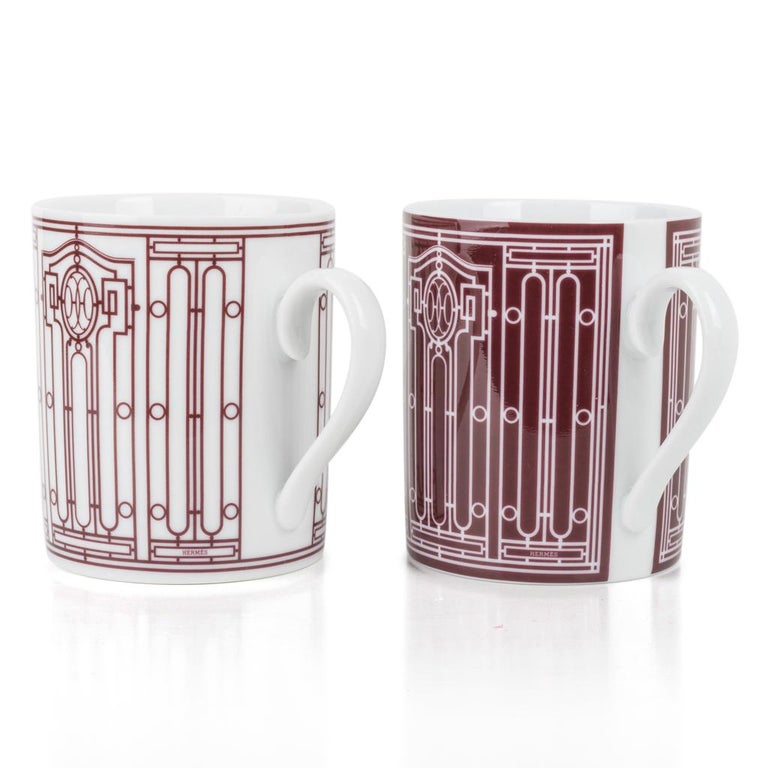 Hermes H Deco Mugs Rouge with White Set of 2 new at 1stDibs | hermes