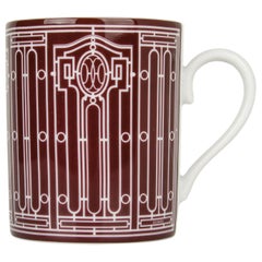 Hermes H Deco Mugs Rouge with White Set of 2 new